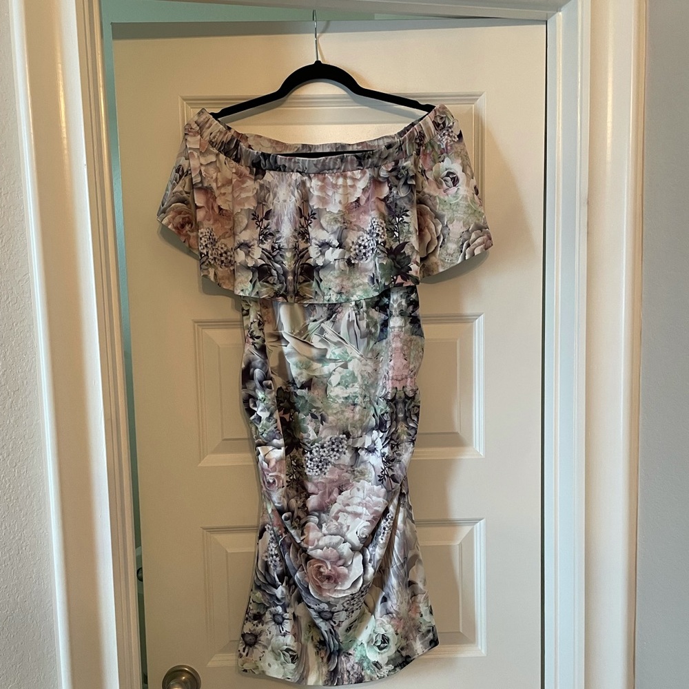 Ripe Floral Print Off The Shoulder Dress (M)